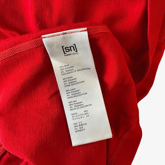 SN Super.Natural Base Layer Top Red Size S Long Sleeve Pullover Wool Blend - Picture 5 of 7